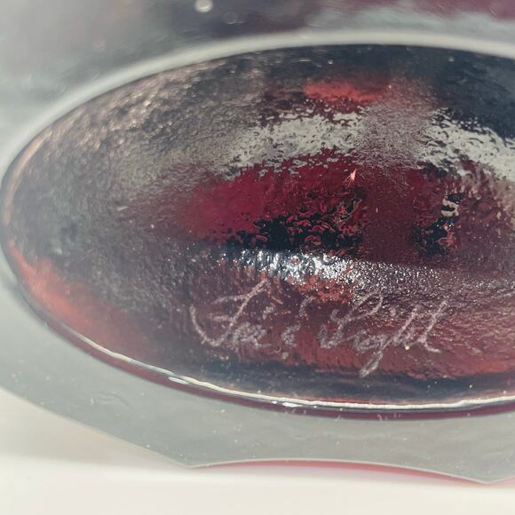 Fire & Light Recycled Art Glass Aurora Vase Signed Rare - Plum - Picture 9 of 9